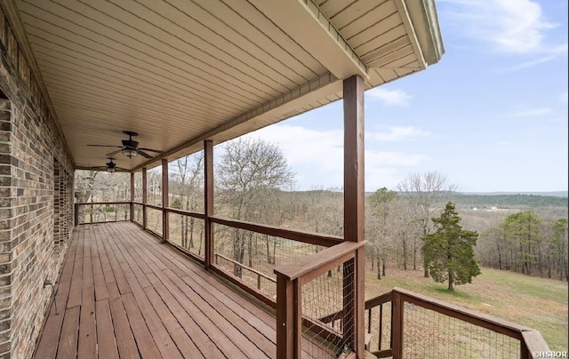 deck featuring ceiling fan