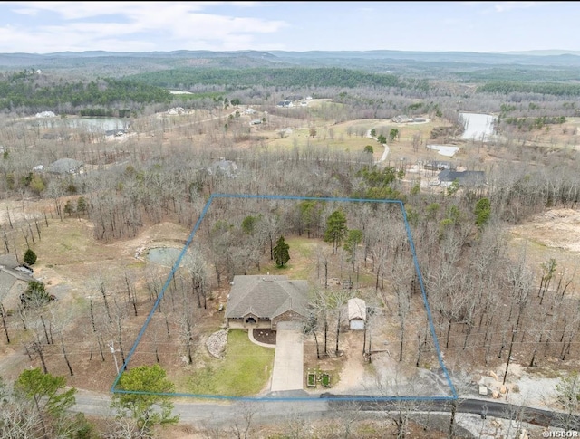 aerial view with a mountain view