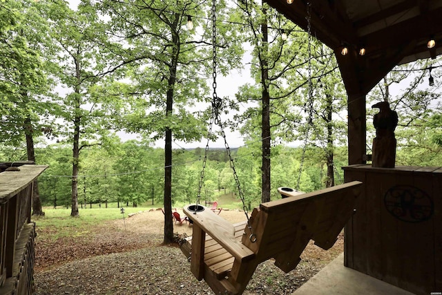 view of yard featuring a view of trees