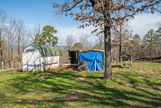 view of yard featuring an outbuilding