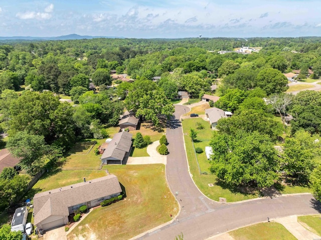 aerial view featuring a forest view