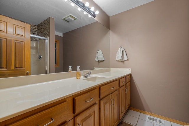 111 Black Oak Ct, Hot Springs, AR 71913 - bathroom featuring vanity, a shower with shower door, and tile patterned floors