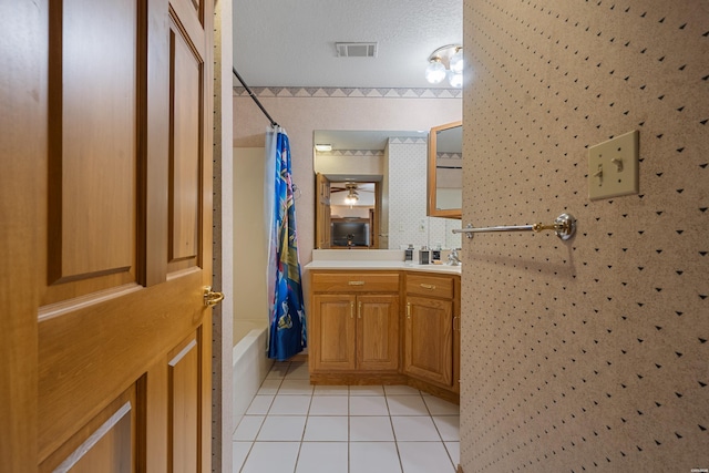 111 Black Oak Ct, Hot Springs, AR 71913 - full bath featuring tile patterned floors, vanity, and shower / bathtub combination with curtain