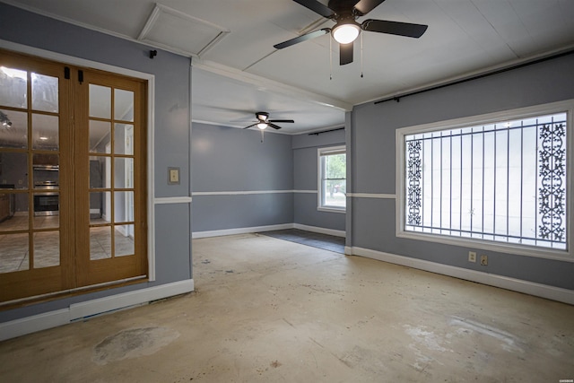 301 Riley St, Hot Springs, AR 71901 - unfurnished room featuring a ceiling fan, unfinished concrete flooring, and baseboards