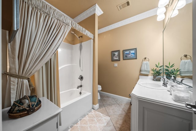 1380 Airport Rd Unit E-1, Hot Springs, AR 71913 - full bath with vanity, shower / bath combo, ornamental molding, and tile patterned flooring