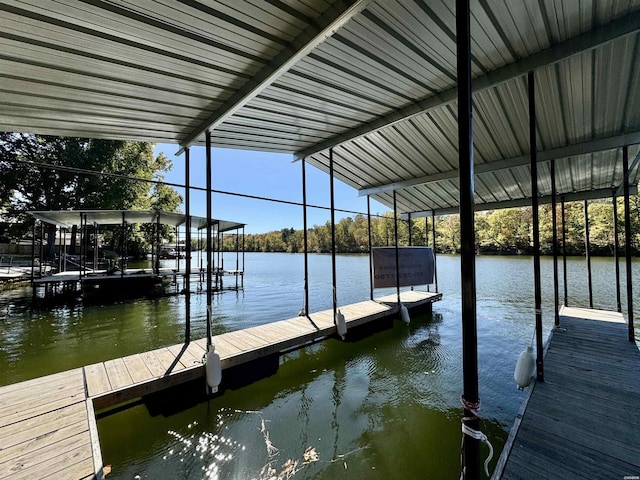 view of dock featuring a water view