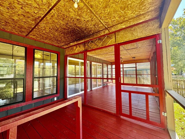 view of unfurnished sunroom