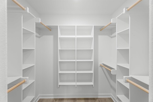 walk in closet featuring wood finished floors