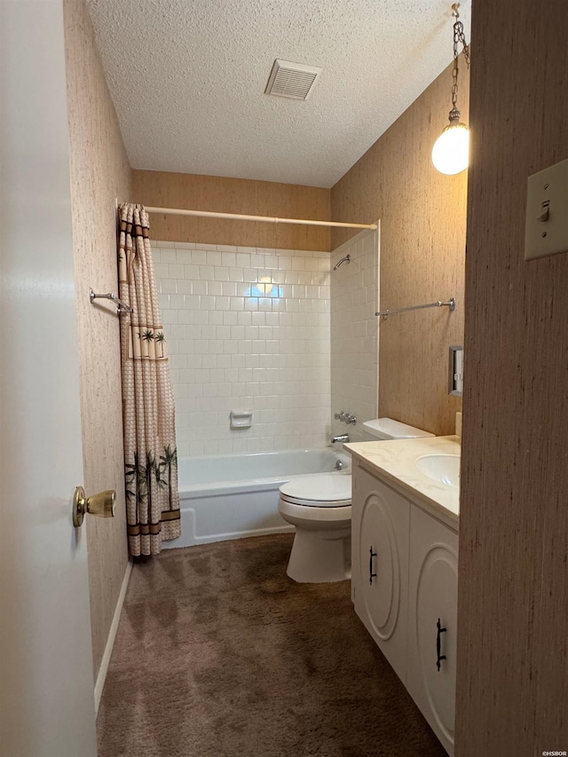 600 Higdon Ferry Rd Unit 203, Hot Springs, AR 71901 - bathroom with a textured ceiling, toilet, vanity, and shower / bath combo