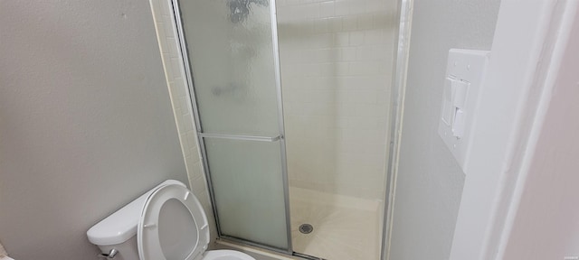 186 Vanadium Cir, Hot Springs, AR 71901 - full bathroom with a textured wall, toilet, and a stall shower