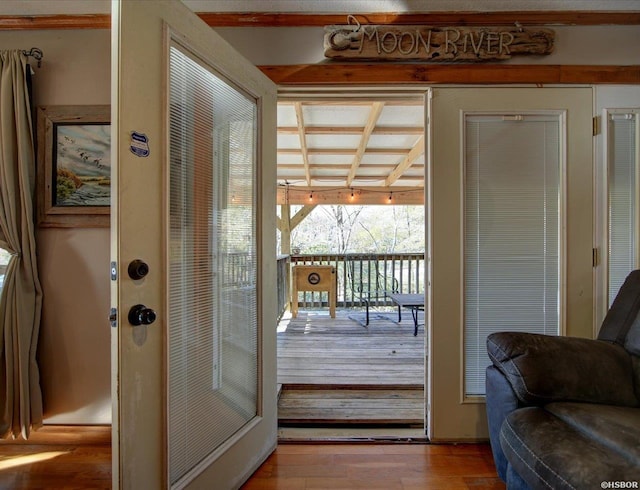 entryway with light wood-style flooring