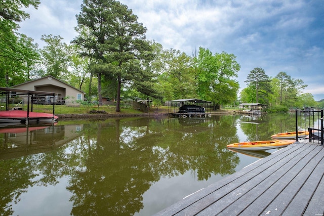 dock area featuring a water view