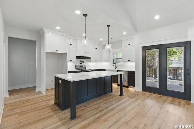 132 Lombard Ct, Hot Springs, AR 71901 - kitchen featuring light countertops, a sink, white cabinetry, and appliances with stainless steel finishes