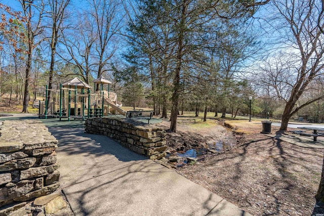 view of yard featuring playground community