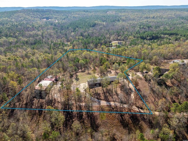 drone / aerial view featuring a view of trees