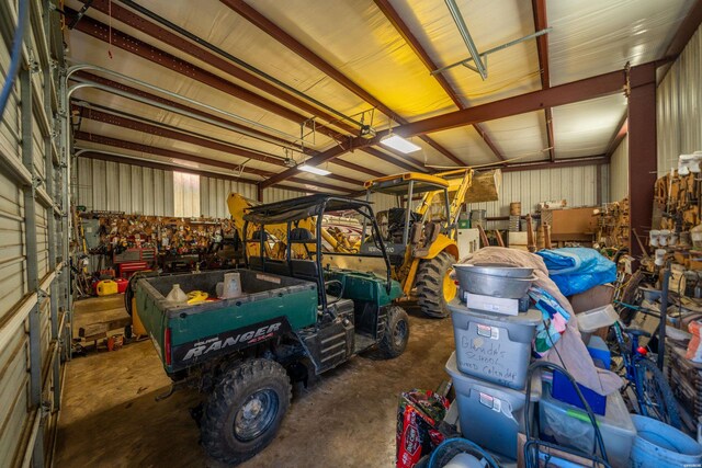 garage with metal wall