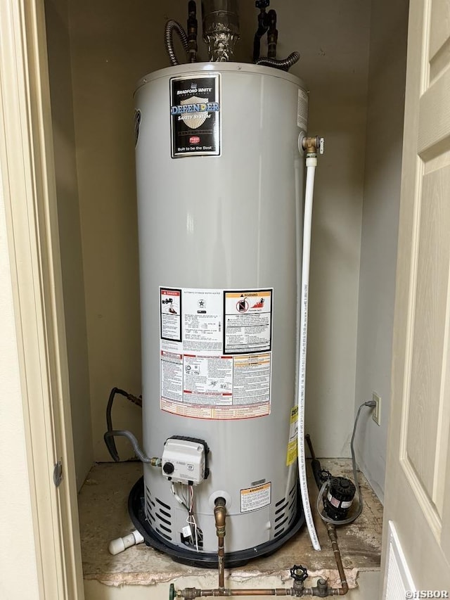 utility room with gas water heater