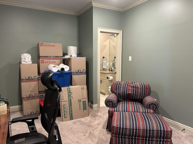 1910 Josh Dr, Conway, AR 72034 - carpeted office featuring baseboards and ornamental molding