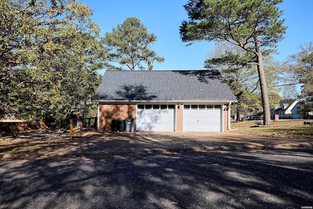 view of detached garage