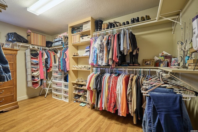 spacious closet featuring light wood finished floors