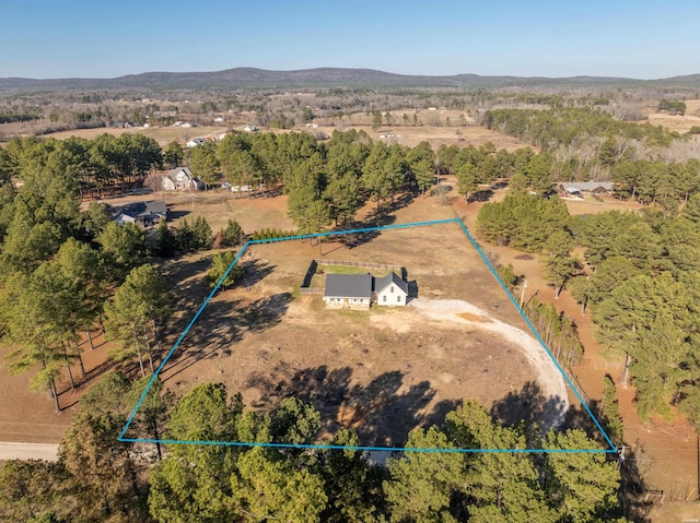 birds eye view of property with a mountain view