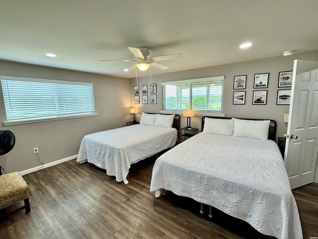 115 Ledgerock Rd, Hot Springs, AR 71913 - bedroom with wood finished floors, baseboards, recessed lighting, and ceiling fan
