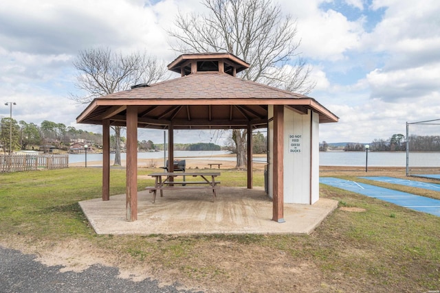 5371 Central Ave Unit 5D, Hot Springs, AR 71913 - view of property's community featuring a water view, shuffleboard, a lawn, and a gazebo