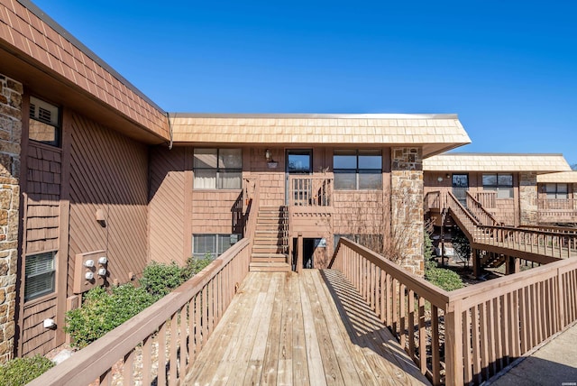 wooden terrace with stairway