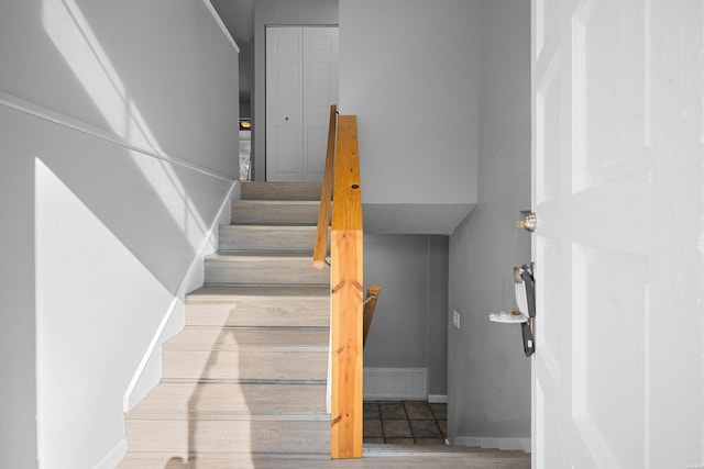 102 Brandiles Ln, Hot Springs, AR 71913 - stairs with visible vents, baseboards, and wood finished floors