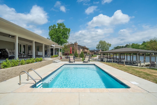 outdoor pool featuring a patio area