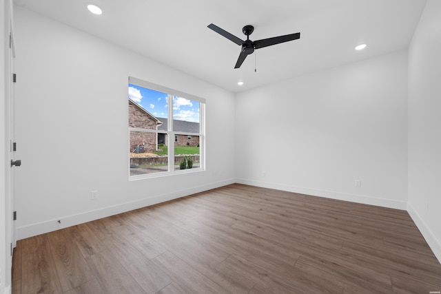 168 Krause Ln Unit A & B, Hot Springs, AR 71913 - empty room featuring wood finished floors, ceiling fan, baseboards, and recessed lighting