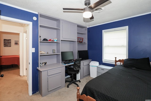 4413 Front Dr, Bryant, AR 72022 - bedroom with a textured ceiling, ceiling fan, and light carpet