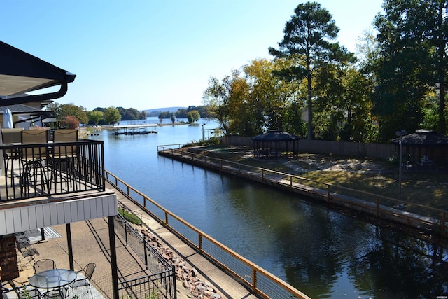 view of water feature with a gazebo