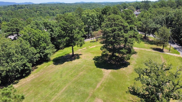 birds eye view of property with a view of trees