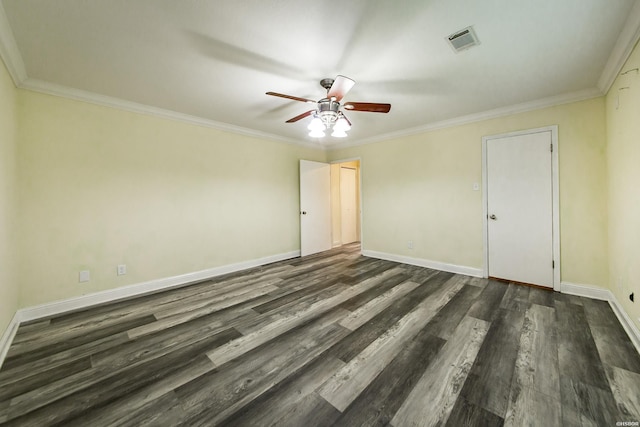 221 San Juan Dr, Hot Springs, AR 71913 - unfurnished room featuring ceiling fan, dark wood finished floors, and crown molding