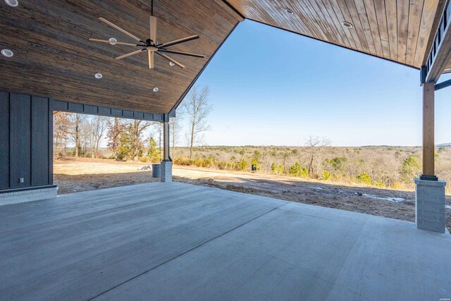 view of patio / terrace featuring ceiling fan