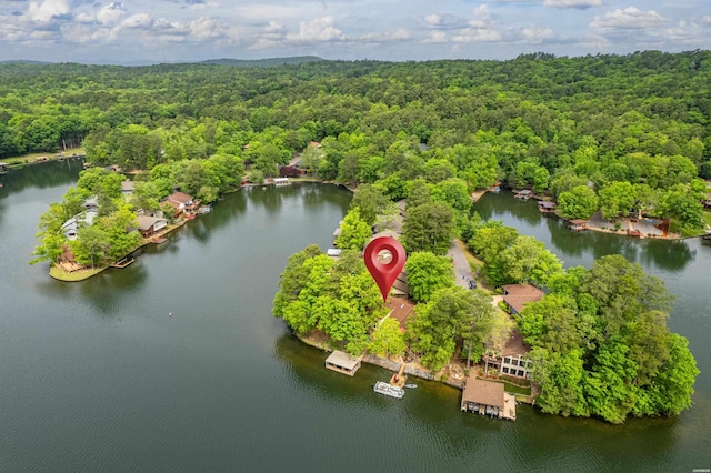18 Escondite Ln, Hot Springs Village, AR 71909 - bird's eye view of a heavily wooded area and a large body of water