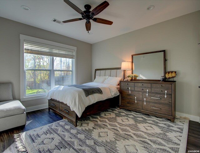 126 Luek Ln, Hot Springs, AR 71913 - bedroom featuring visible vents, baseboards, a ceiling fan, wood finished floors, and recessed lighting