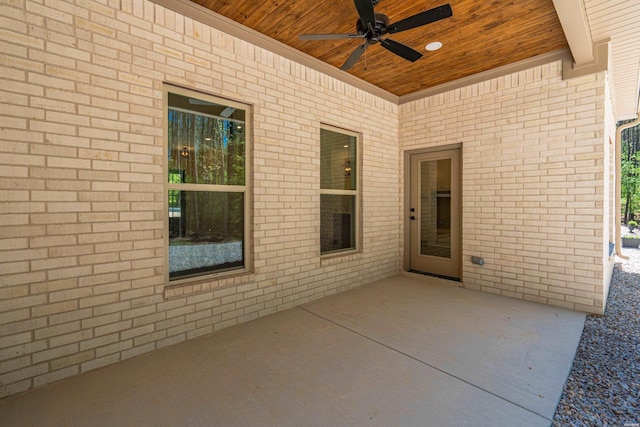 view of patio with a ceiling fan