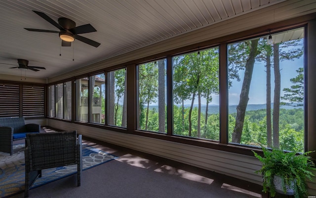 129 Mesero Way, Hot Springs Village, AR 71909 - sunroom featuring a ceiling fan and an outdoor living space