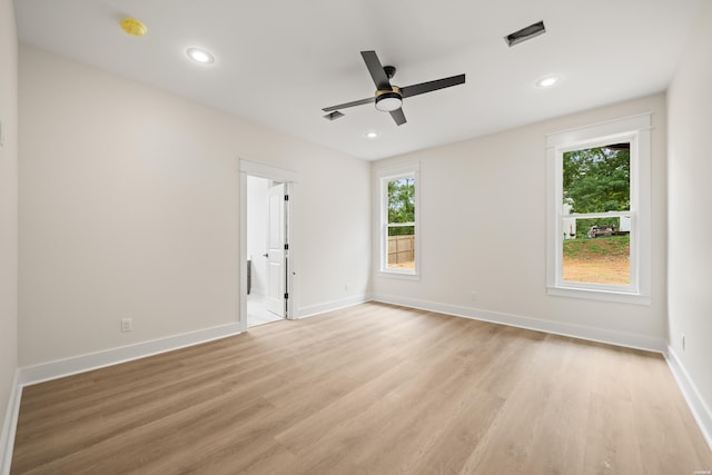 135 Ridgeway Pl, Hot Springs, AR 71901 - spare room with a ceiling fan, light wood-type flooring, baseboards, recessed lighting, and a smoke detector