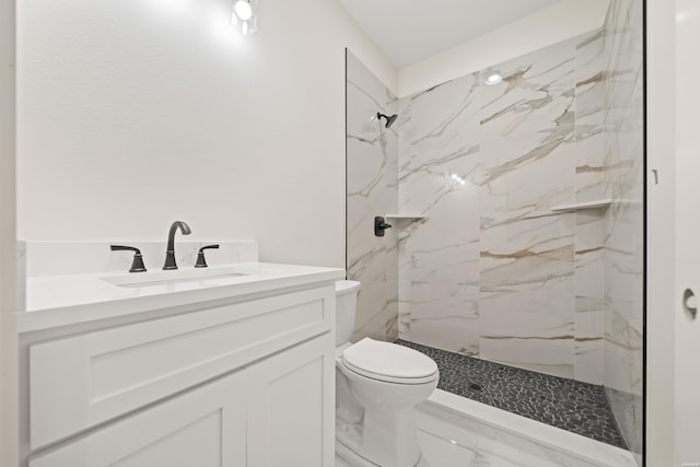 135 Ridgeway Pl, Hot Springs, AR 71901 - bathroom with marble finish floors, toilet, vanity, and a marble finish shower
