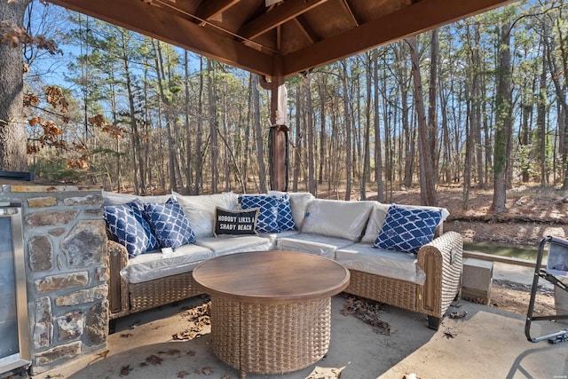 view of patio featuring an outdoor living space