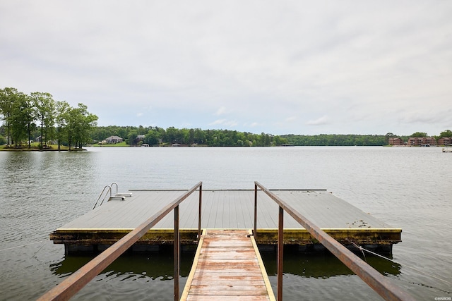 dock area featuring a water view