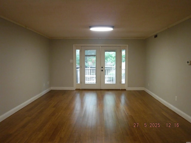 109 Indian Hills St Unit C10, Hot Springs, AR 71913 - empty room featuring french doors, crown molding, wood finished floors, and baseboards