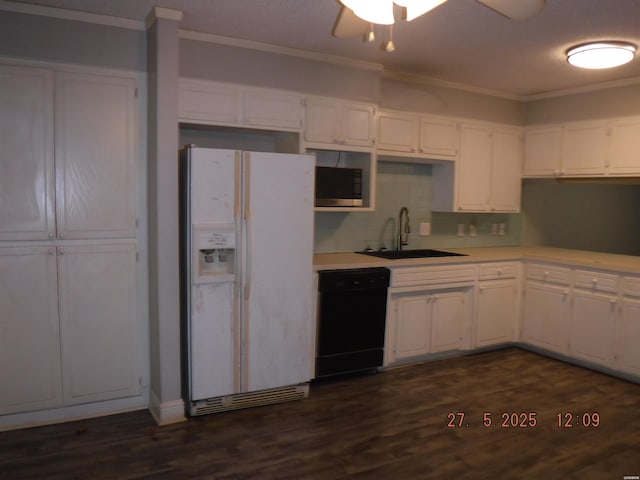 109 Indian Hills St Unit C10, Hot Springs, AR 71913 - kitchen with white fridge with ice dispenser, dishwasher, a sink, stainless steel microwave, and ornamental molding
