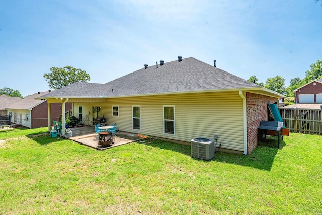 114 Cliffwood Loop, Hot Springs, AR 71913 - back of house featuring a patio area, roof with shingles, central AC, and a fire pit
