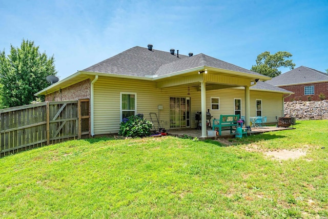 114 Cliffwood Loop, Hot Springs, AR 71913 - back of property featuring roof with shingles, a patio, and an outdoor fire pit