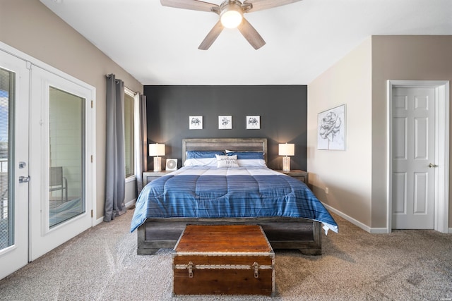 128 Kaleigh Ct Unit B, Hot Springs, AR 71913 - bedroom featuring carpet floors, baseboards, access to exterior, and ceiling fan