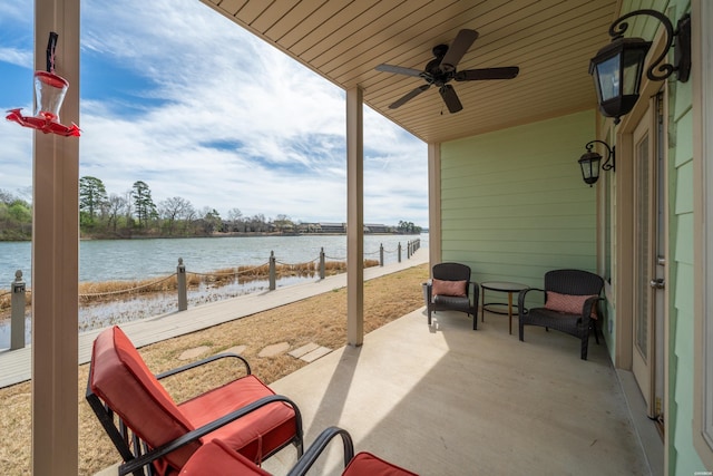 128 Kaleigh Ct Unit B, Hot Springs, AR 71913 - view of patio featuring a water view and a ceiling fan